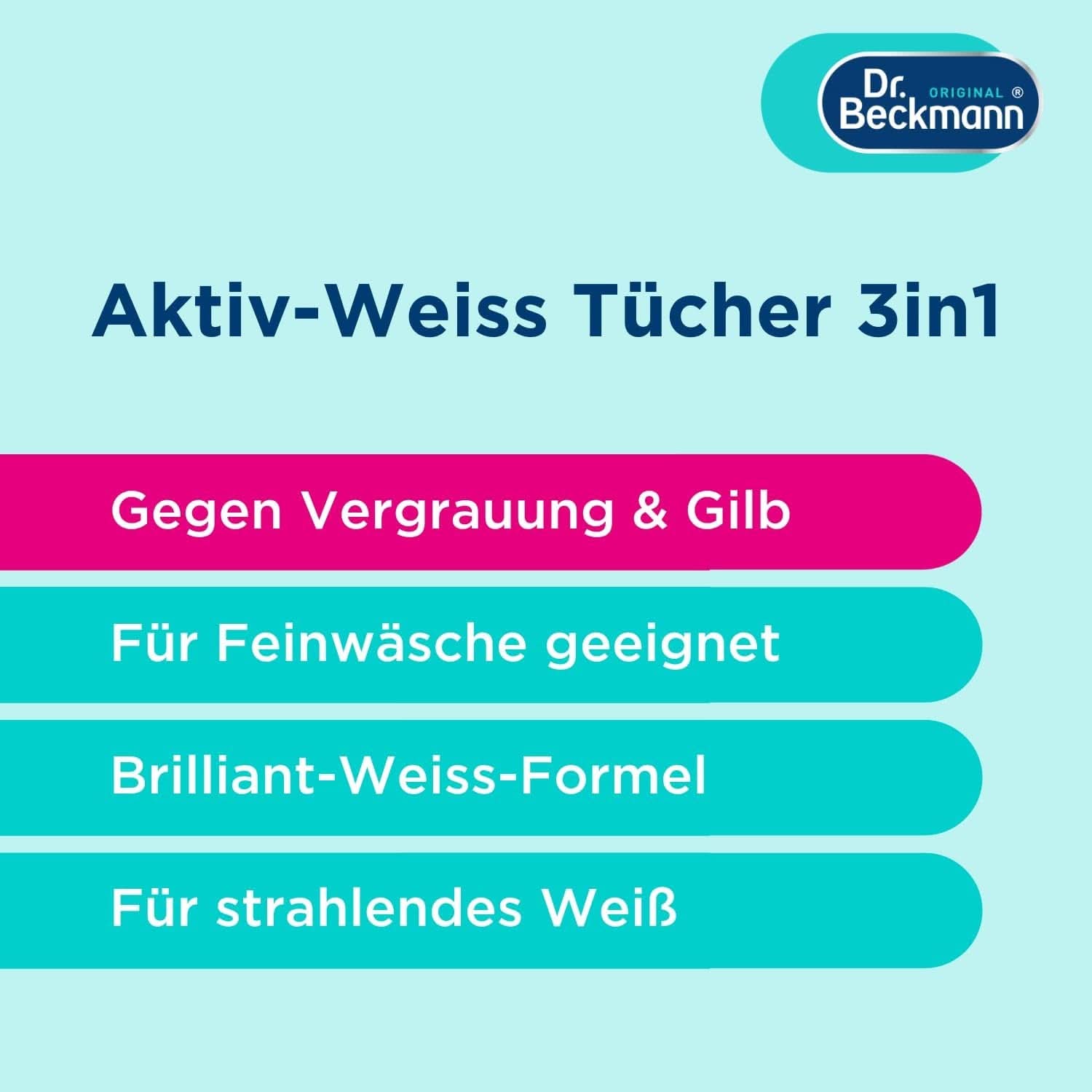 Dr. Beckmann Fest Wipes, Active-White, 15 Tücher Waschmittel Naty Shop