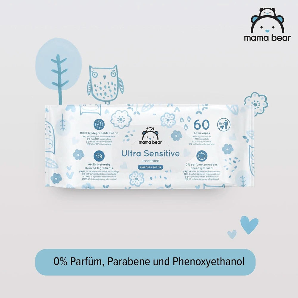 Șervețele ultrasensibile pentru bebeluși Mama Bear, fără parfum Naty Shop