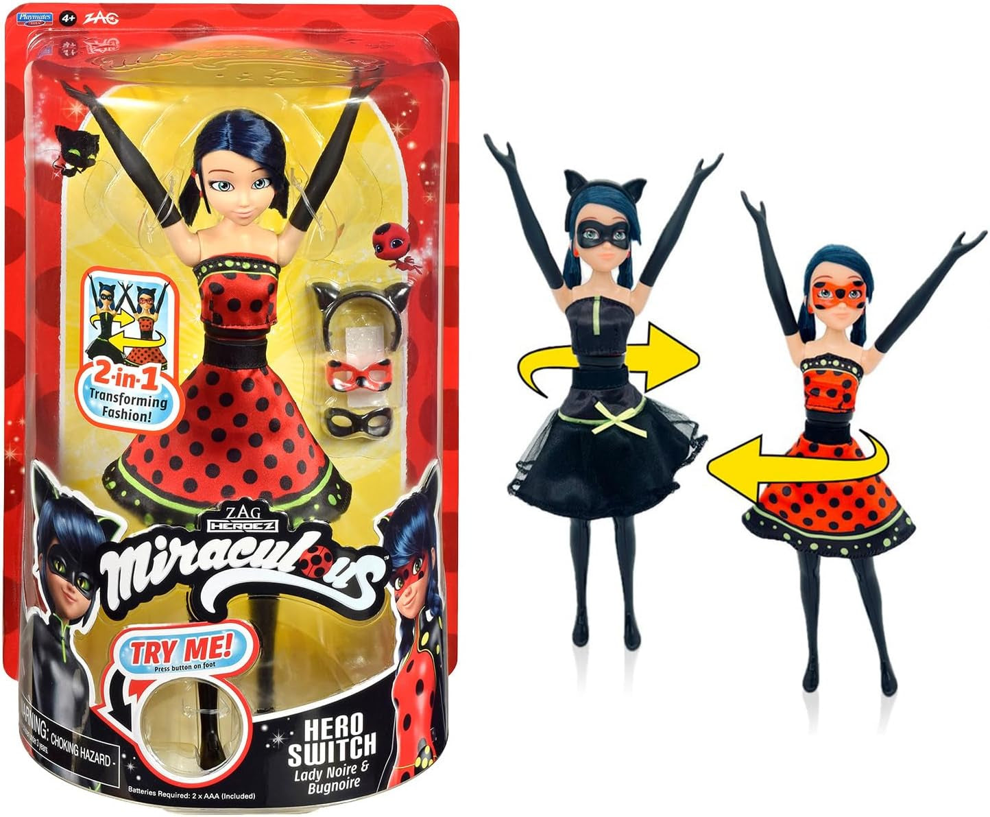 Bandai - Miraculous Ladybug - Doll Marinette Colour Change Surprise - Păpușă articulată Miraculous, 26 Cm + 3 surprize - Model aleatoriu - P50390 Papusi Naty Shop Papusa Ladybug transformatoare
