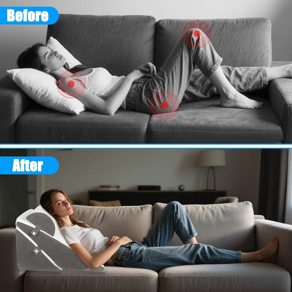 Pernă reglabilă cu pană pentru pat, pernă de citit pentru pat și canapea, pernă de reflux din spumă, pernă pentru spătar, pentru apnee în somn, citit, ridicare a somnului, pernă pentru picioare, dureri de spate, sforăit