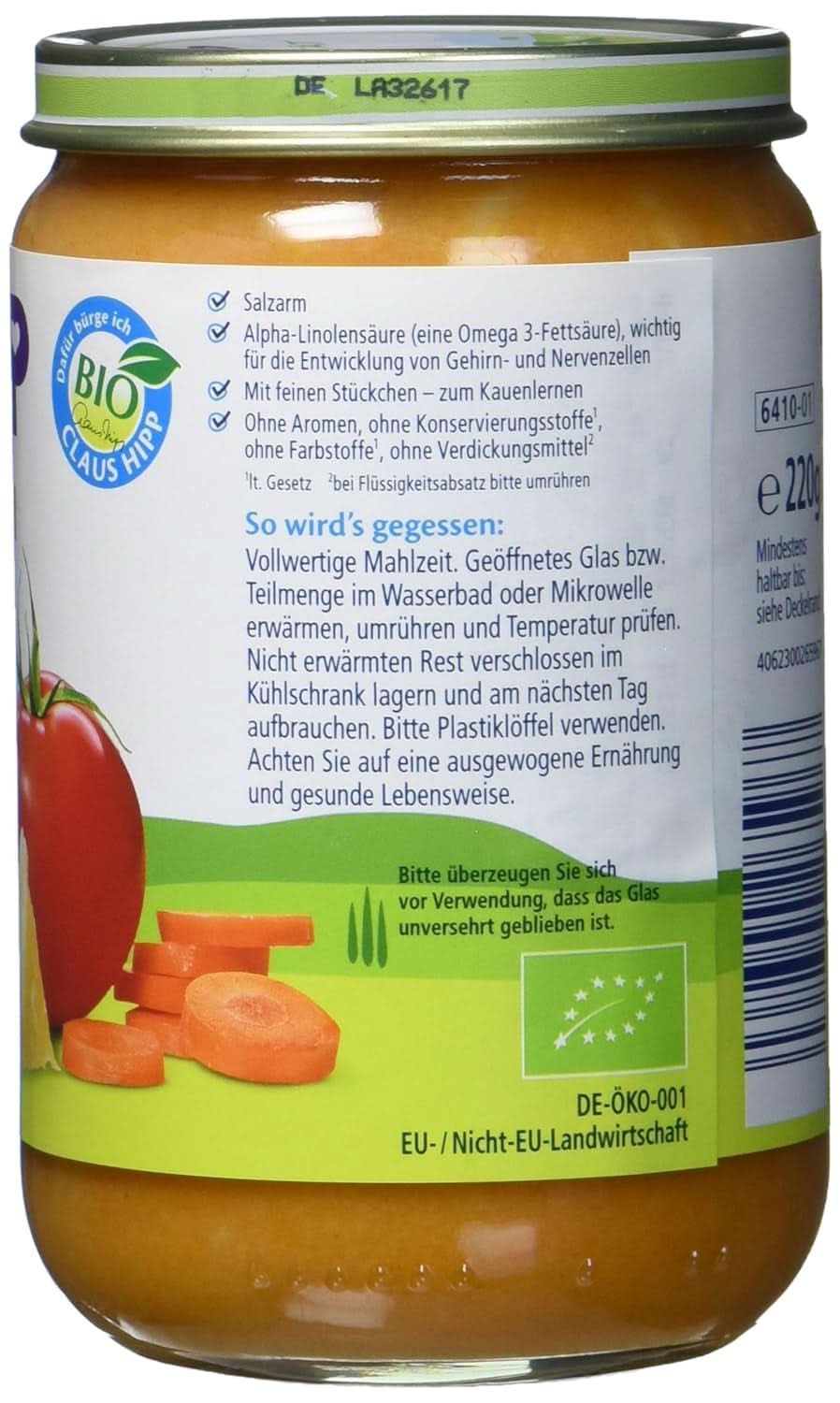 Hipp Pasta Bambini - Lasagna cu legume, pachet de 6 (6 X 220 g) Mama si Copilul Naty Shop