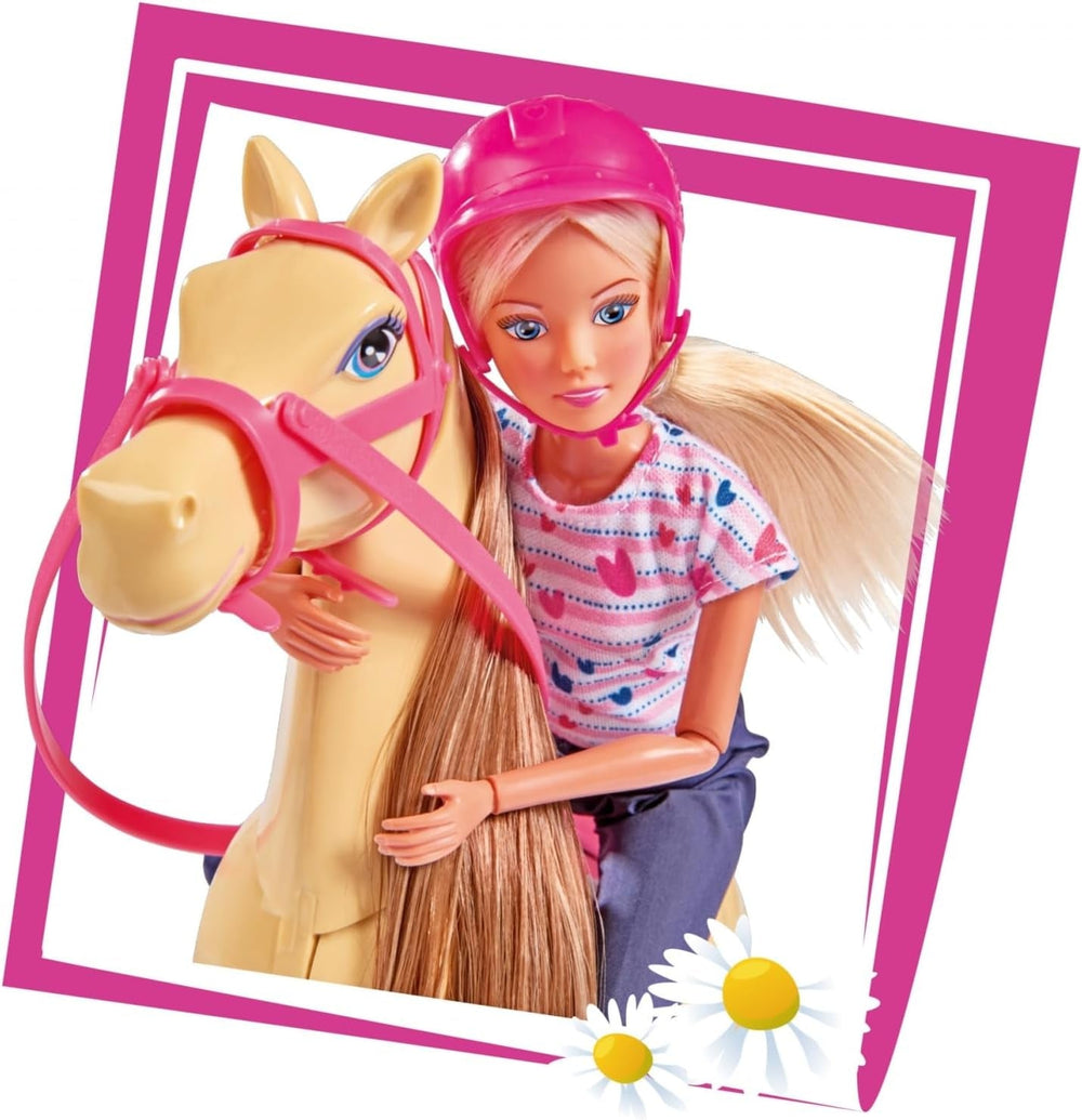 Simba 105730939 - Steffi Love Turul Călăriei, în costum de călărie, cu 2 cai, păpușă complet articulată, păpușă de modă, 29 cm, pentru copii cu vârsta de 3 ani și peste