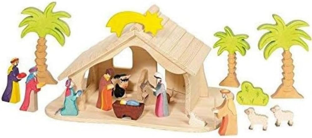 Casă de păpuși Holztiger cu stea de Crăciun (fără figurine, fără brazi)
