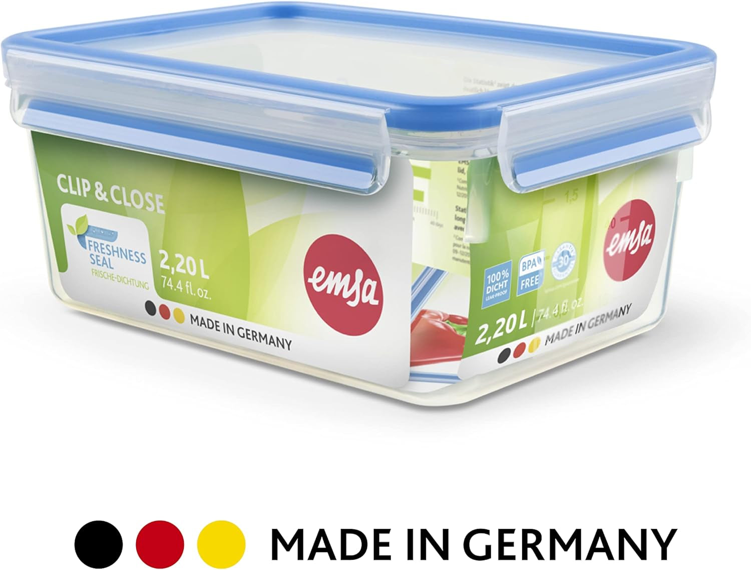 Emsa 515585 Food Clip & Close | Set 3 piese | plastic | transparent / verde | 0.55 / 1 / 2.2 litri Cutii depozitare alimente Naty Shop