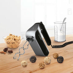 Bosch Handrührer Home Professional Styline MFQ4980B, 5 Stufen, 2 Edelstahl Rührbesen- Und Knethaken, Mixstab Edelstahl, Universalzerkleinerer, 850 W, Schwarz/Dark Silver Bucatarie Naty Shop