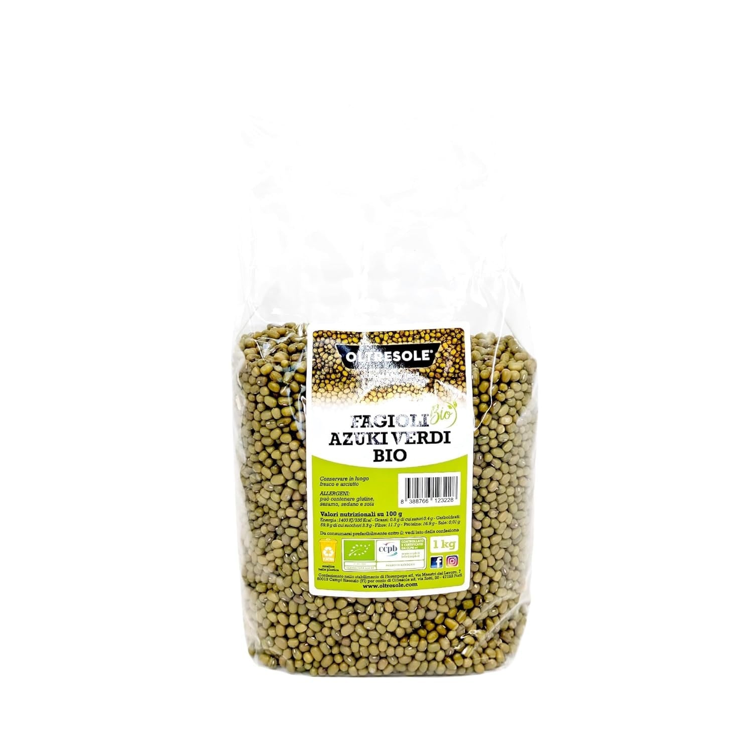 Fasole verde azuki organică, 5 kg, leguminoase uscate din culturi organice controlate, ideale pentru supe, salate și rețete vegane și vegetariene, pachet economic