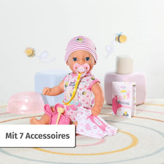 Păpușă bebelușă Baby Born Lena (Fetiță) - 36 cm - 7 funcții, inclusiv accesorii și saltea - Funcționează complet fără baterii - Potrivită pentru copii mici de la 1 an