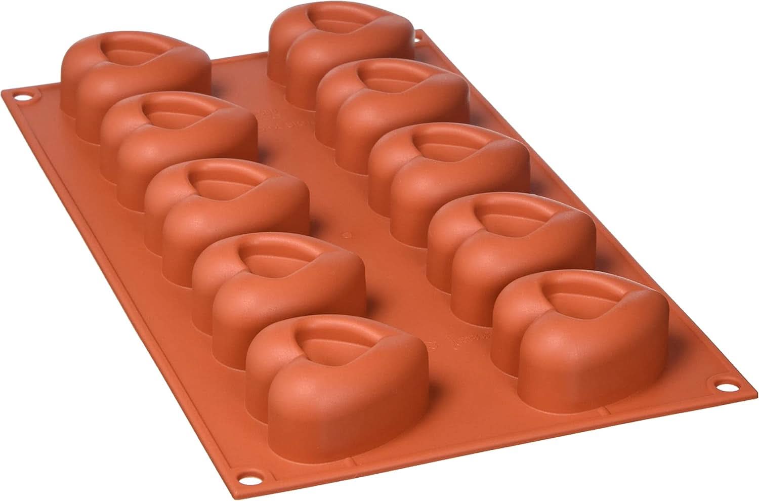 Silikomart 20.036.00.0060 SF 036, Küchenherz Naty Shop M (48 x 54 mm, Tiefe 27 mm. Volumen: 10 x 45 ml) 10 x Herzen mit Einkerbung