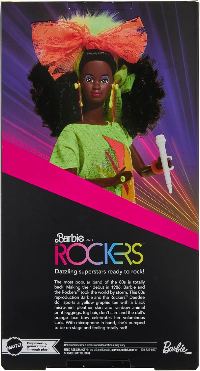 Barbie Signature-Puppe, The Rockers Sammelfigur Repro-Deedee-Puppe, 40. Jubiläum der Produktlinie von 1986, Puppenständer und ausstellbare Verpackung, JJY11
