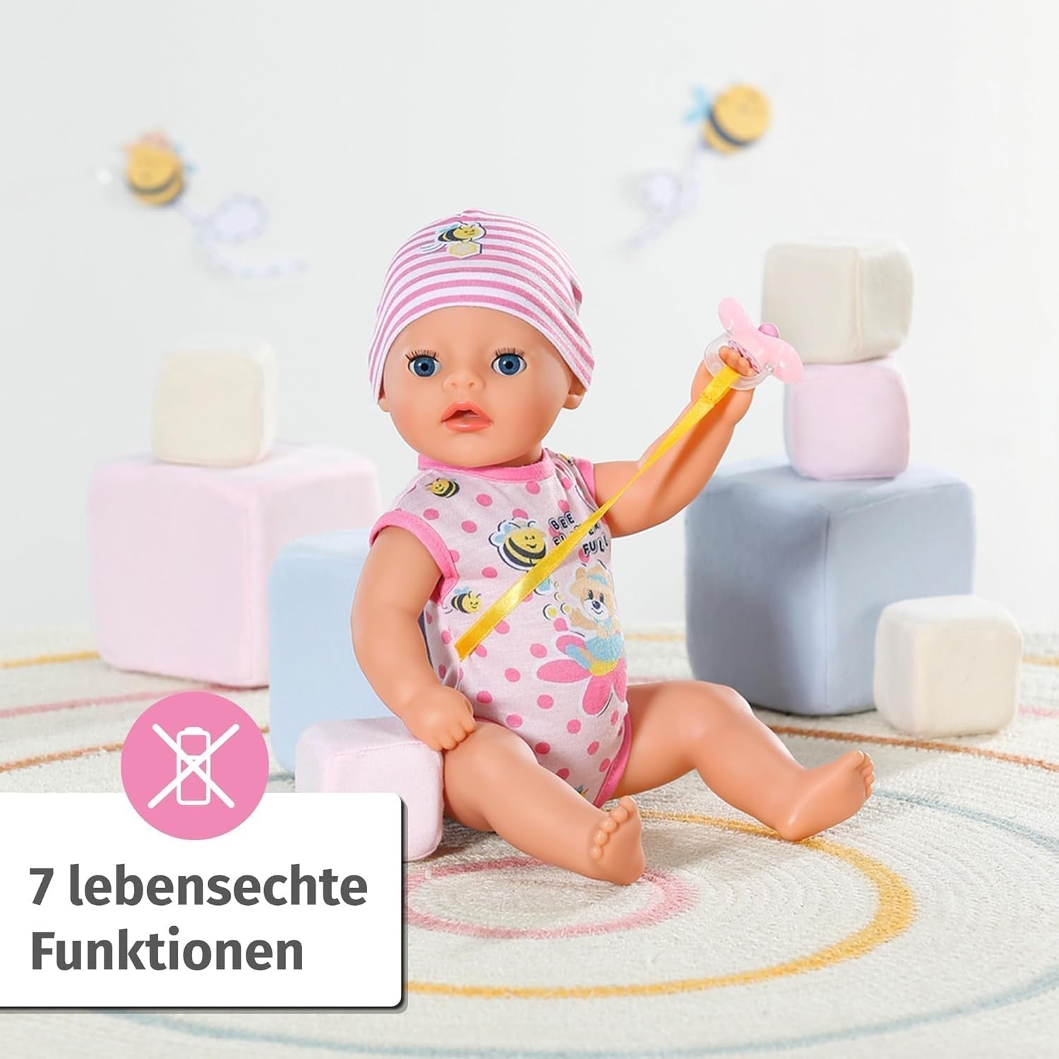 BABY Born Lena (Kleines Mädchen) 36 cm, Puppe mit 7 Funktionen für Kinder ab 1 Jahr, funktioniert ohne Batterie, große Puppe 36 cm, Puppen Naty Shop