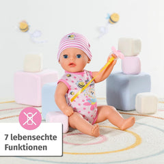 BABY Born Lena (Kleines Mädchen) 36 cm, Puppe mit 7 Funktionen für Kinder ab 1 Jahr, funktioniert ohne Batterie, große Puppe 36 cm, Puppen Naty Shop