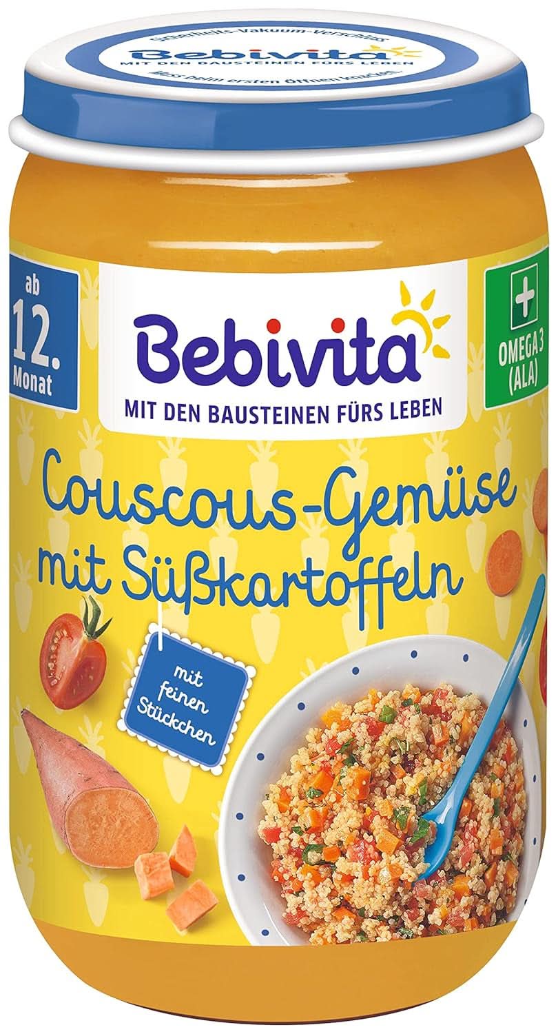 Menüs ab dem 12. Monat, 6er-Packung (6 x 250g) Mutter und Kind Naty Shop 6 x 250 Gramm Gemüse-Couscous mit Süßkartoffeln