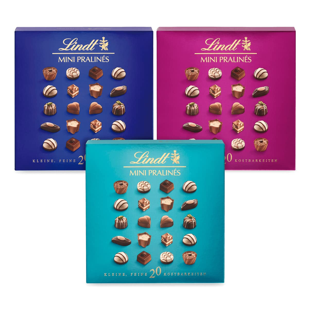 Lindt Chocolate - Nougat Mini-Pralinés, 165 Gramm, Schachtel mit 36 Pralinen Naty Shop Schokoladenbonbons 100 G Mix