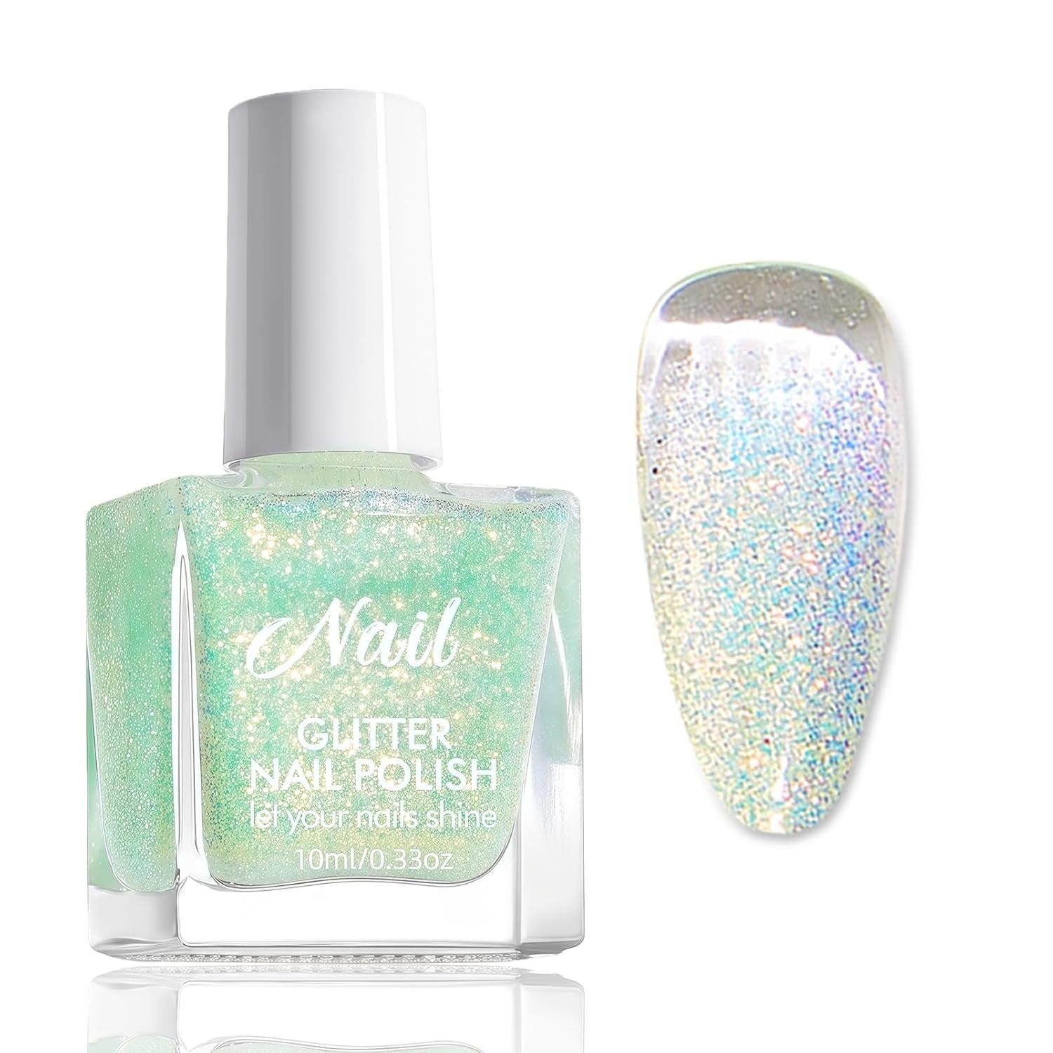 Oja cu sclipici roz - Oja non-toxică, pe bază de apă, pentru femei - Oja cu uscare rapidă - Oja cu sclipici reflectorizant pentru nail art DIY acasă (Roz transparent, 10 ml)