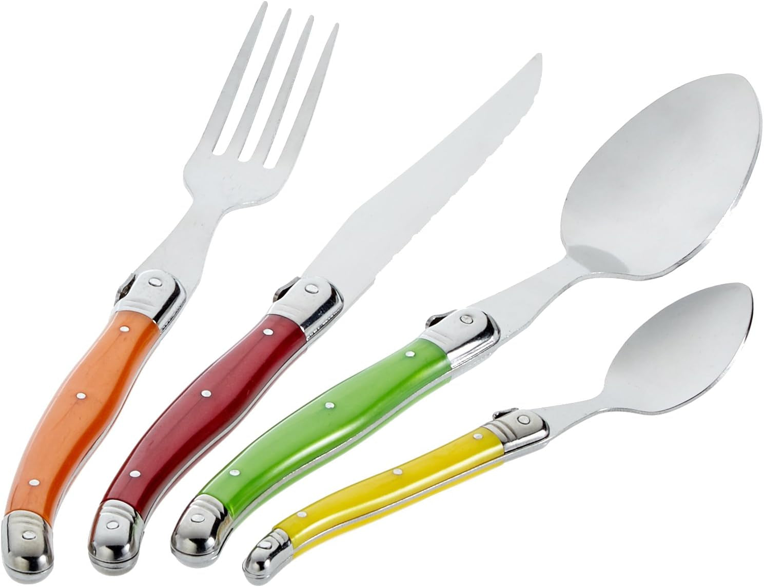 Pradel Excellence I7214P Besteckgarnitur Laguiole, Pastellfarben, 24-Teilig Bucatarie Naty Shop