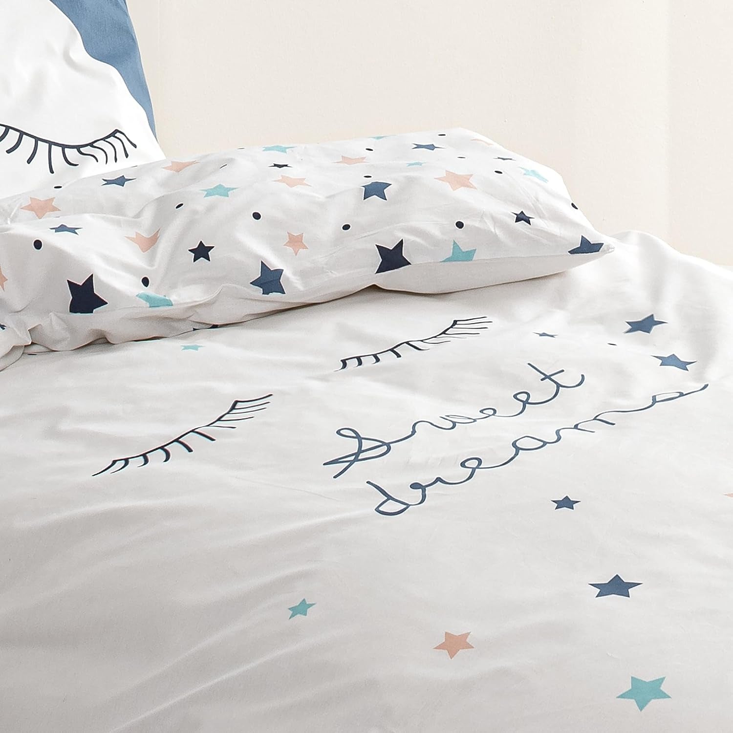 Set de lenjerie de pat pentru copii, reversibila, Stars Lenjerie de pat - copii Naty Shop