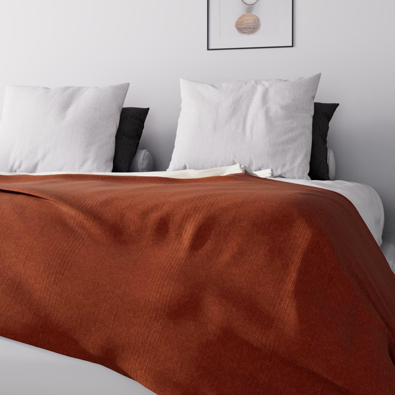 Soleil D'Ocre, Adele, cuvertură de pat, aruncare canapea, bumbac, roșu cărămiziu, 220 X 240 Cm Paturi si Cuverturi Besuche den Soleil d'ocre-Store