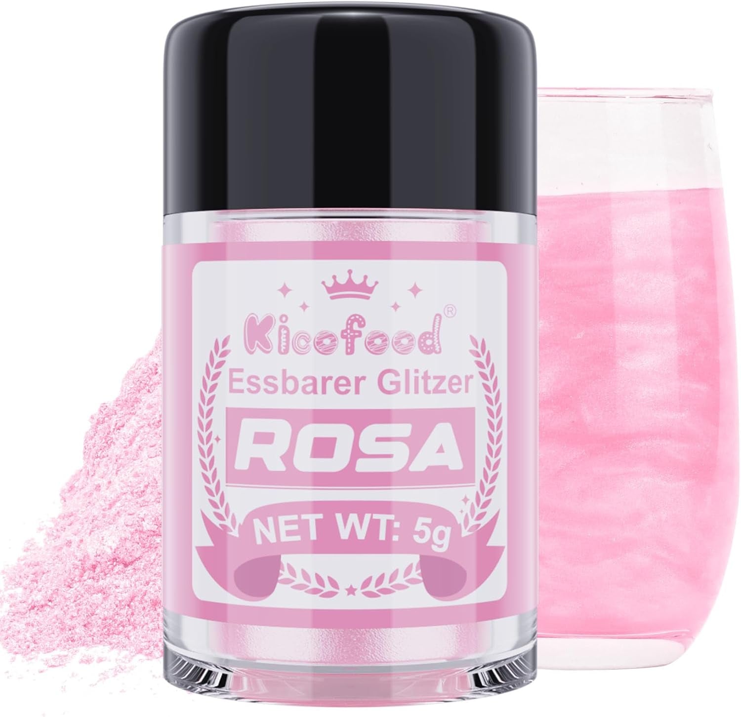 Kicofood, glitter comestibil, 5 grame, diverse culori Glitter Naty Shop Roz