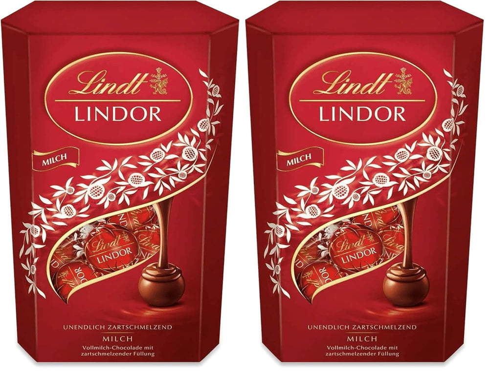 Ciocolată Lindt | Cornet de ciocolată cu lapte LINDOR | 500g | 38 de bile de ciocolată cu lapte cu umplutură care se topește în gură | Cadou de ciocolată