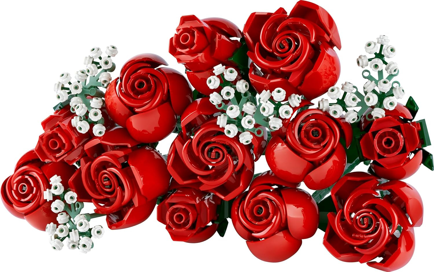 LEGO Botanicals Rosenstrauß - Set aus Kunstblumen für Erwachsene - mit 12 künstlichen Rosen & 4 Zweigen Schleierkraut - DIY Deko zum Bauen - Geschenkidee zum Muttertag - 10328