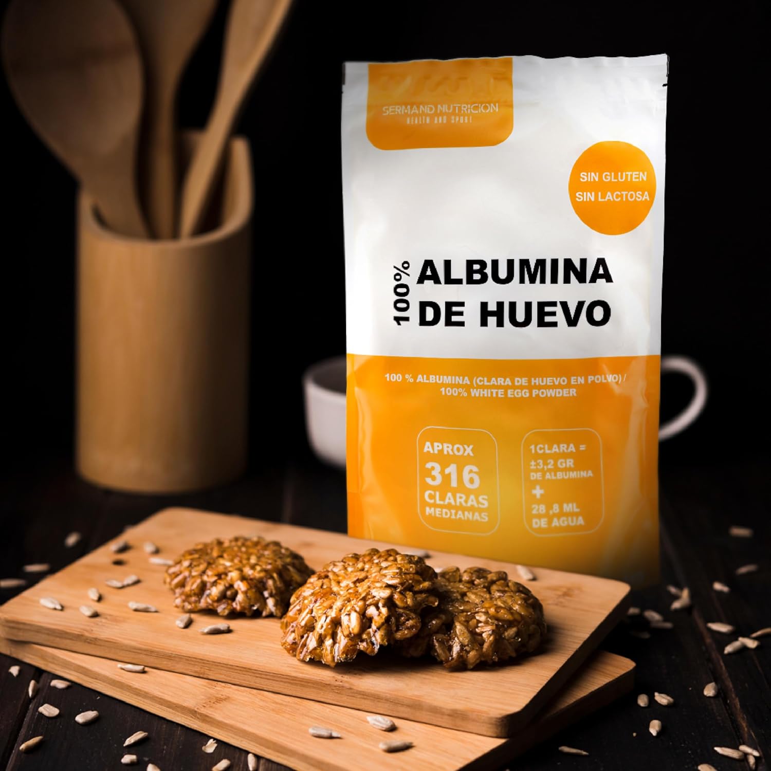 Sermand Nutrition Eialbumin, 100 % Pulver, glutenfrei, laktosefrei