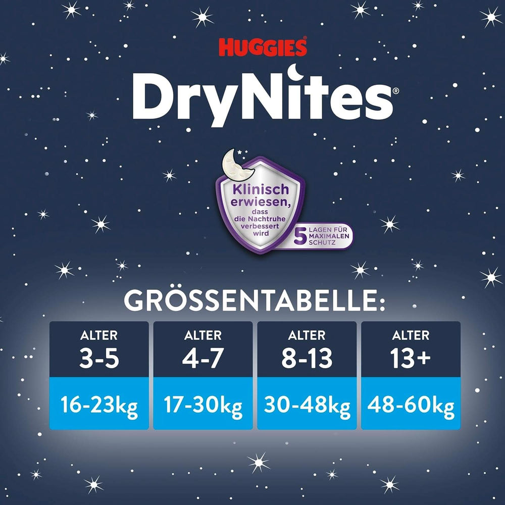 Huggies Drynites Nachtwindeln Bei Bettnässen, Für Mädchen Ab 13 Bis Ca. 17 Jahre (48-60 KG), 33 Stück (3X11), Jumbo-Monatspack, Windelhosen XL Zubehör Essen und Stillen Baby Naty Shop