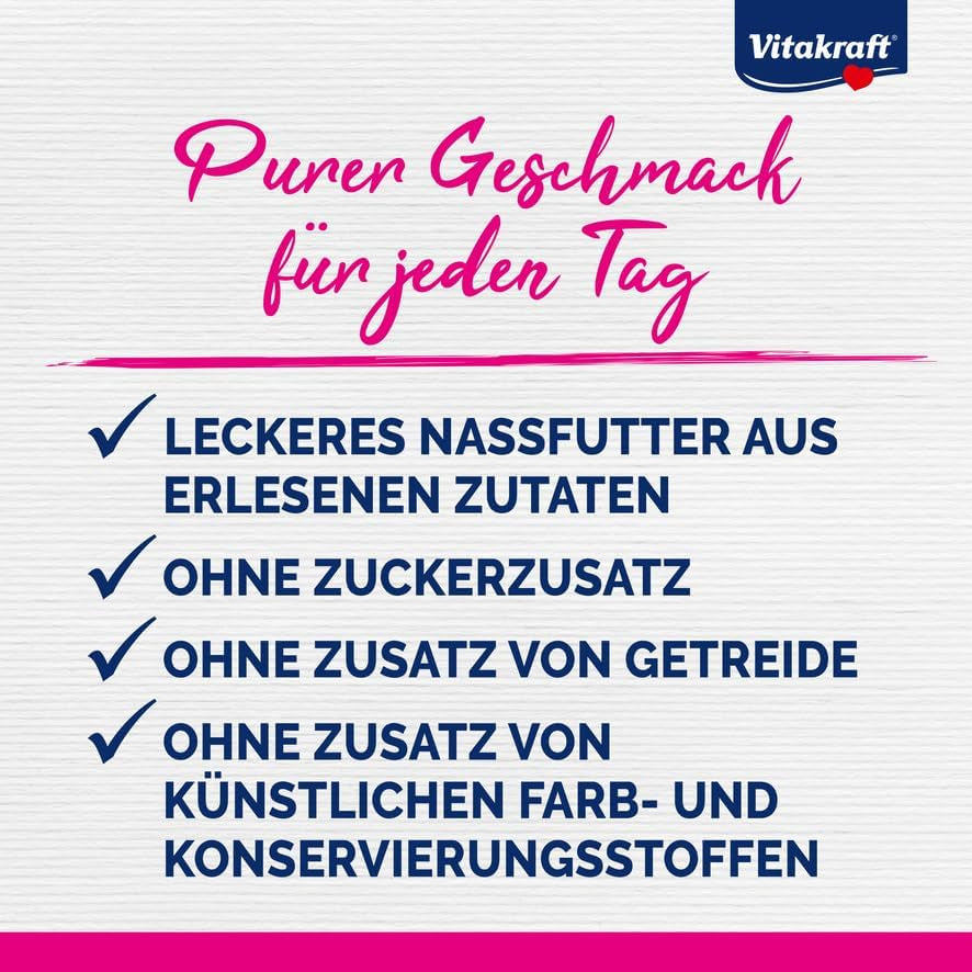 Vitakraft Poésie Classique, hrană umedă pentru pisici, hrană pentru pisici în sos, cu pui, cu curcan, cu vită, cu somon, fără zahăr adăugat și cereale (1 pachet de 12 x 85g)