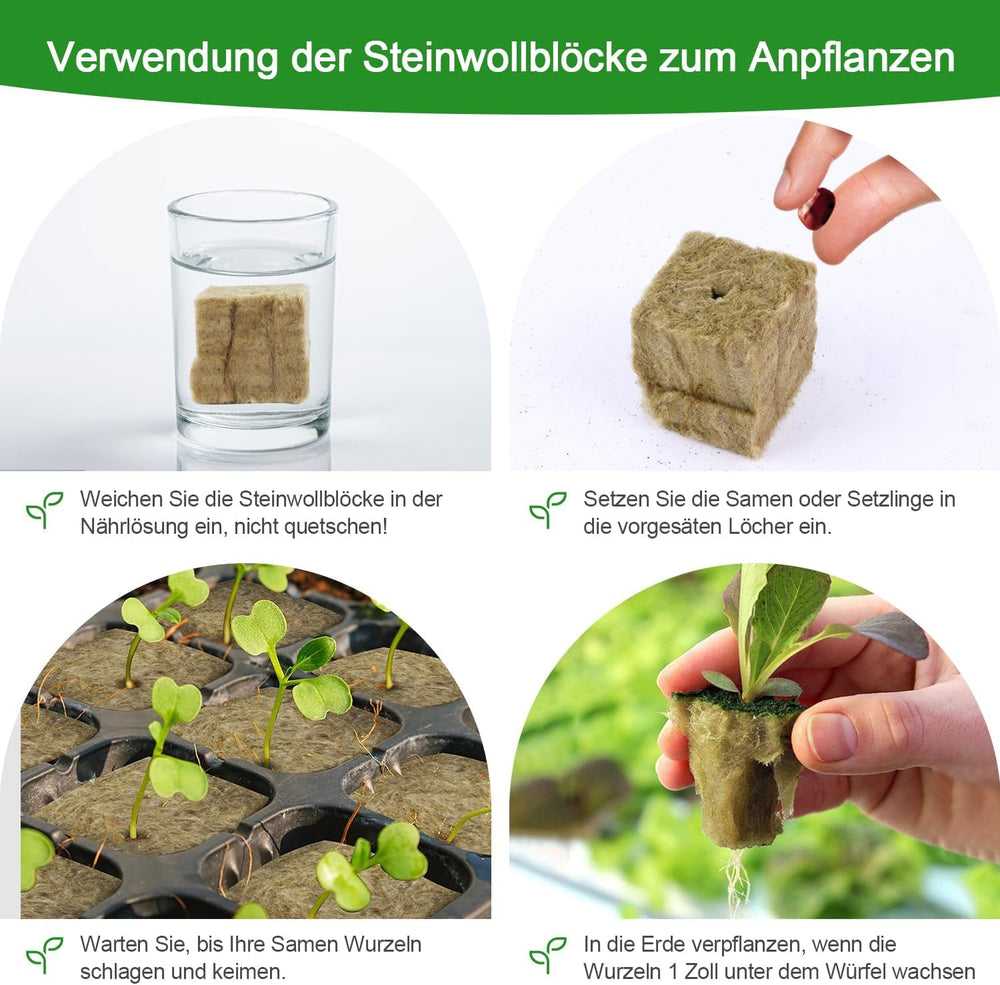 Cuburi pentru răsaduri Rockwool, 56 bucăți, 4x4x4cm. Ecologice și bine aerate pentru cultivarea fără sol a răsadurilor, butașilor și clonelor.