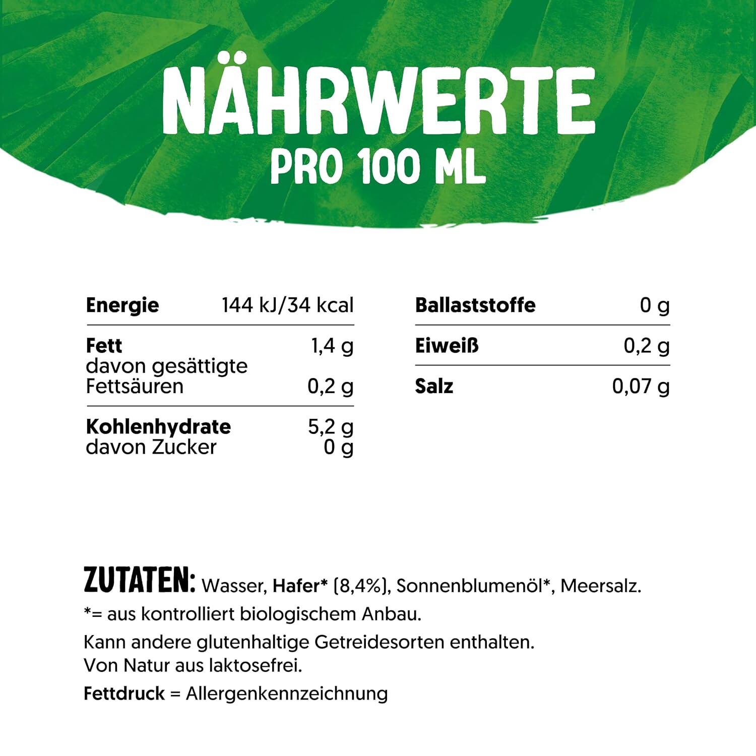 Alpro Bio Haferdrink ohne Zucker – Pflanzendrink mit Hafer