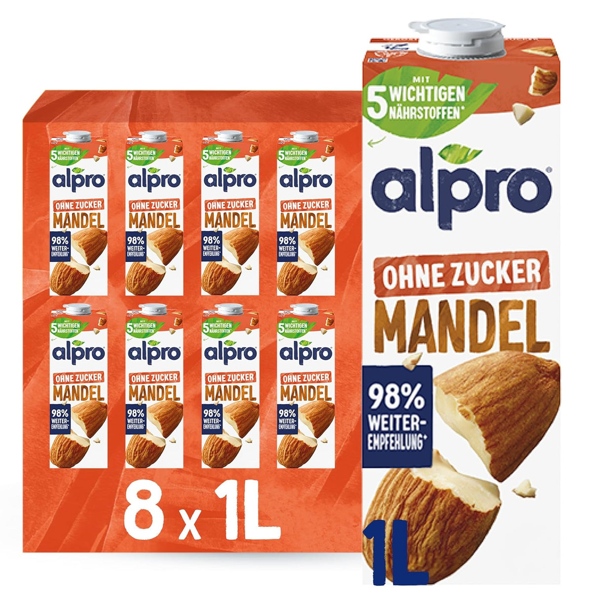 Alpro Mandeldrink ohne Zucker – Quelle für Kalzium und Vitamine