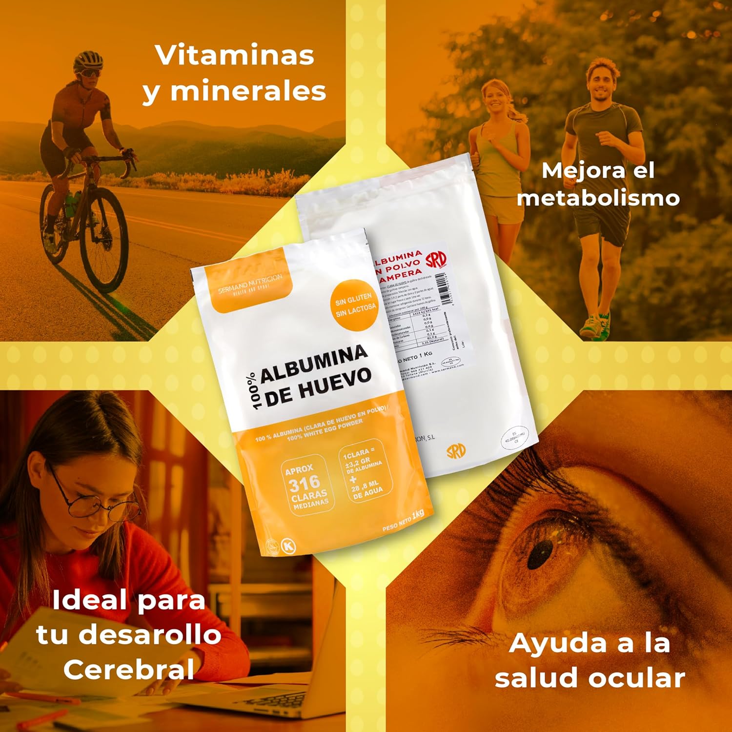 Sermand Nutrition Eialbumin, 100 % Pulver, glutenfrei, laktosefrei
