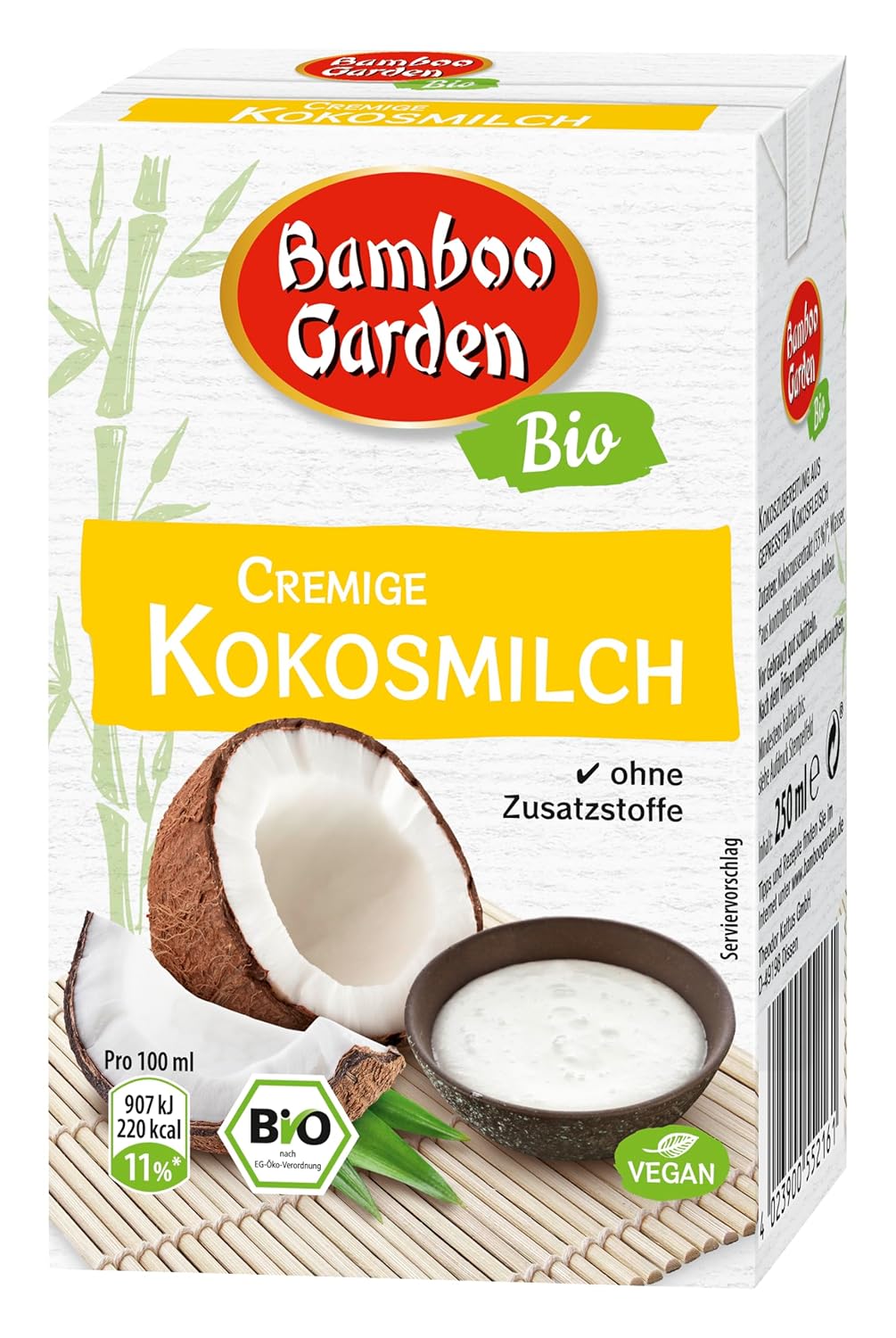 Bamboo Garden Cremige Bio-Kokosmilch ohne Zusatzstoffe