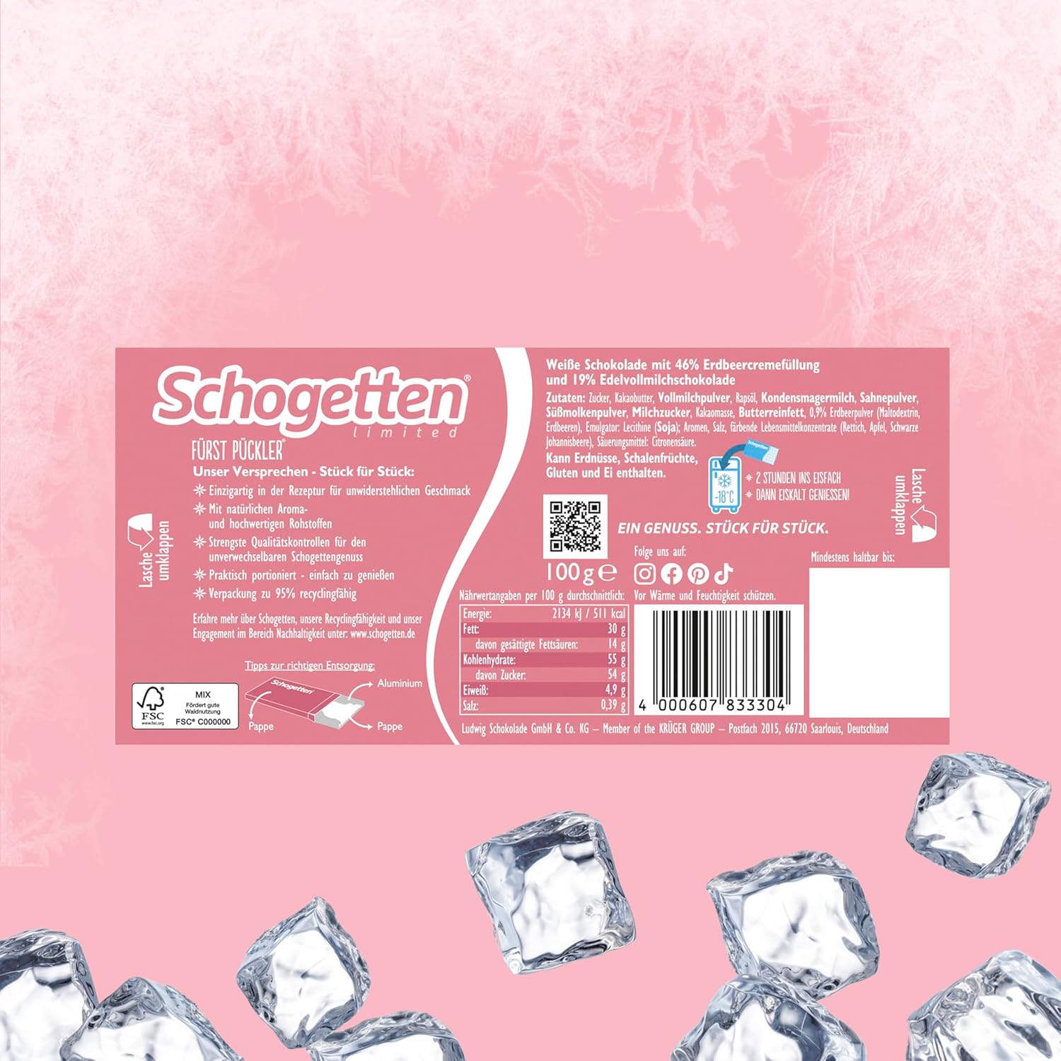 Schogetten Freeze Me Strawberry Limited Edition – Kaltes Schokoladeneis mit intensivem Erdbeergeschmack