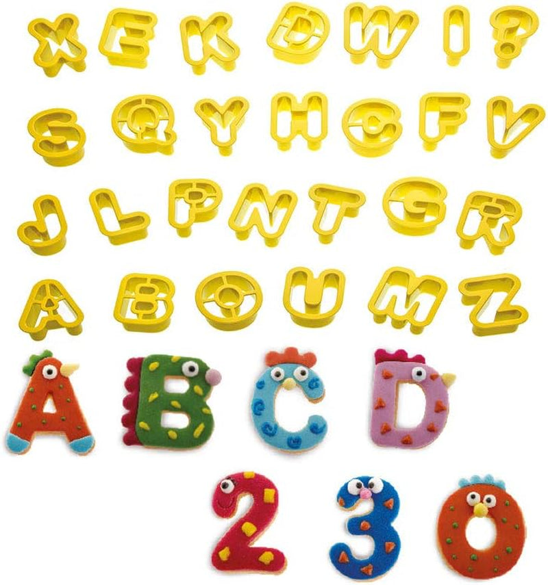 , 0255084 Kleines Buchstaben- und Zahlen-Ausstechformen-Set 2 X H 1,6, Das ideale Set zur Herstellung von Fondant- oder Gummidekorationen, Made in Italy, 36 Stück-Packung.