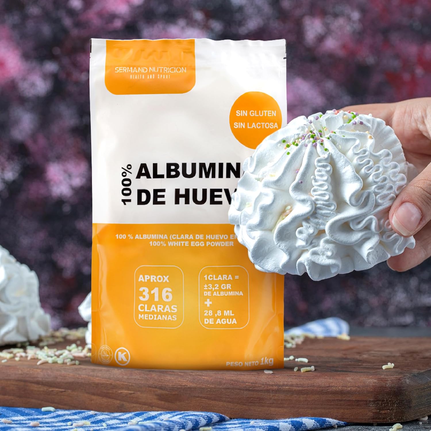 Sermand Nutrition Eialbumin, 100 % Pulver, glutenfrei, laktosefrei