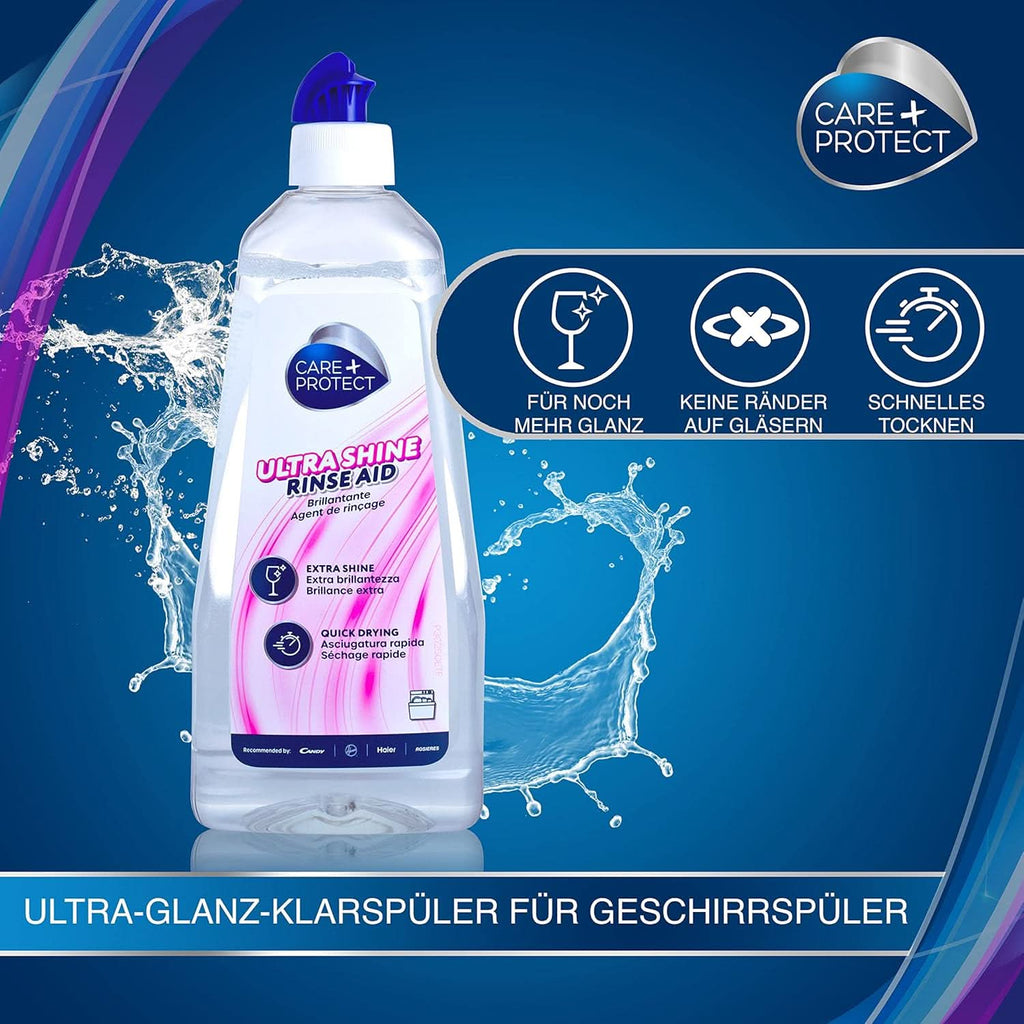 CARE + PROTECT- Extra Shine Universal Rinse Aid pentru mașini de spălat vase / Pentru toate mașinile de spălat vase / Uscare rapidă / 500 ml Detergenti Bucatarie Naty Shop