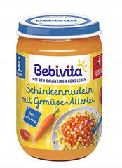 Menüs ab 8 Monaten Spaghetti Bolognese, 6er-Pack (6 x 220 Gramm), mittelgroß Mutter und Kind Naty Shop 220 Gramm Schinkennudeln mit verschiedenen Gemüsesorten