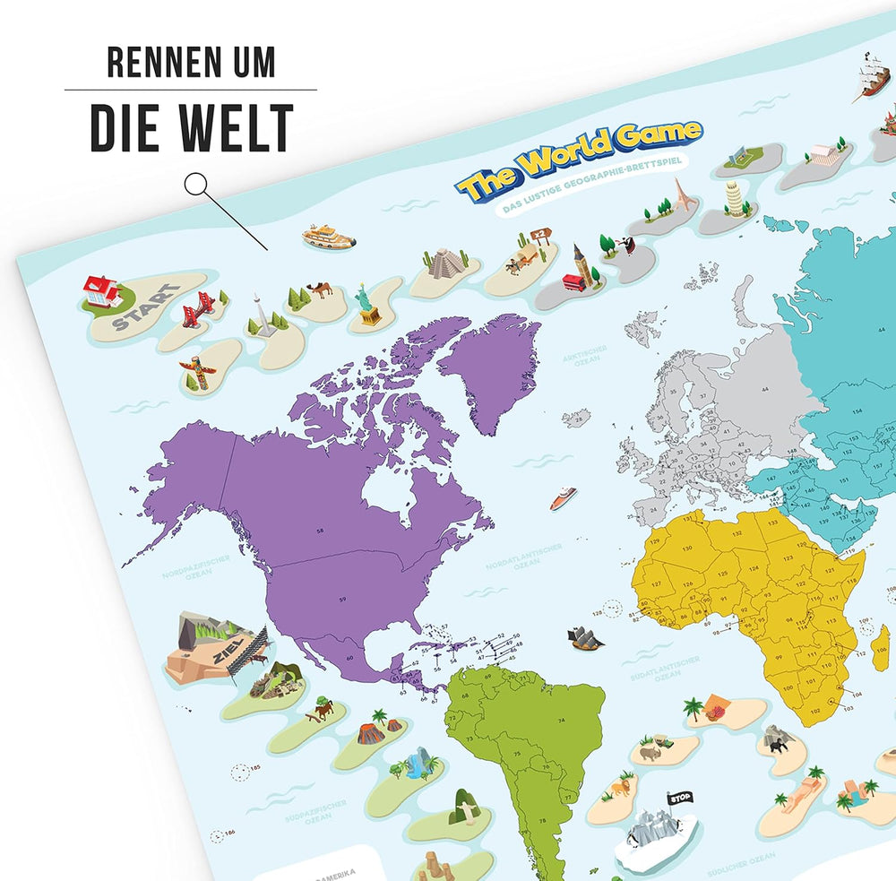 Weltspiel – Lustiges Geographie-Brettspiel – Welt-Lernspiel für Kinder und Erwachsene – Coole Geschenkidee für Teenager – Deutsch