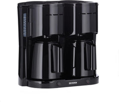 Aparat de cafea cu filtru SEVERIN Duo cu carafă termică, aparat de cafea pentru până la 16 cești, aparat de filtrare atractiv cu 2 carafe izolate, negru, KA 9315