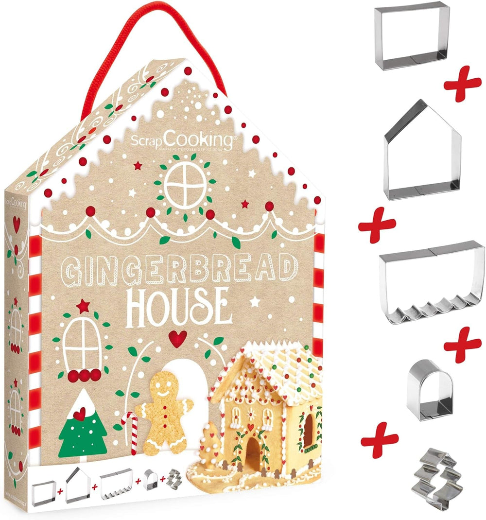 ScrapCooking 3975 Formă de biscuiți în formă de căsuță de turtă dulce, oțel inoxidabil, multicolor, 26,5 x 20 x 4 cm