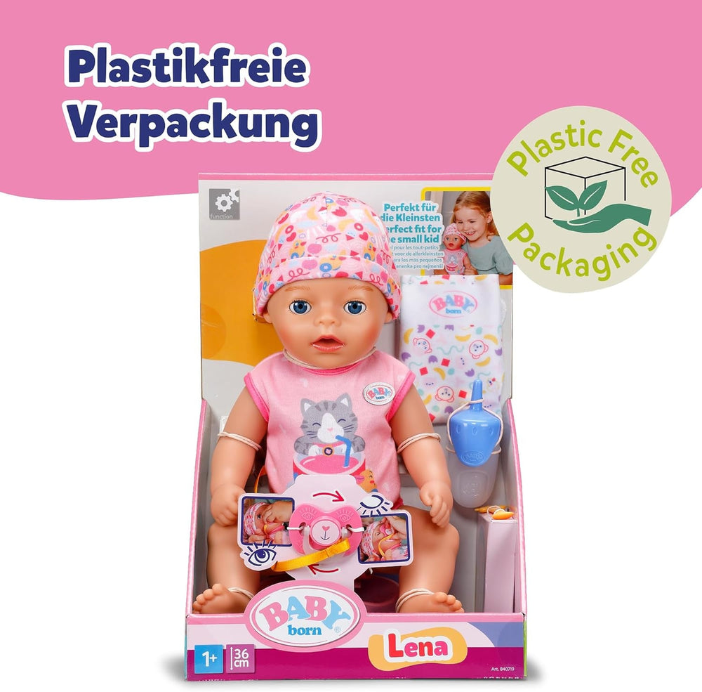 BABY Born Lena Pink, 36 cm große Puppe mit 7 Funktionen für Kinder ab 1 Jahr