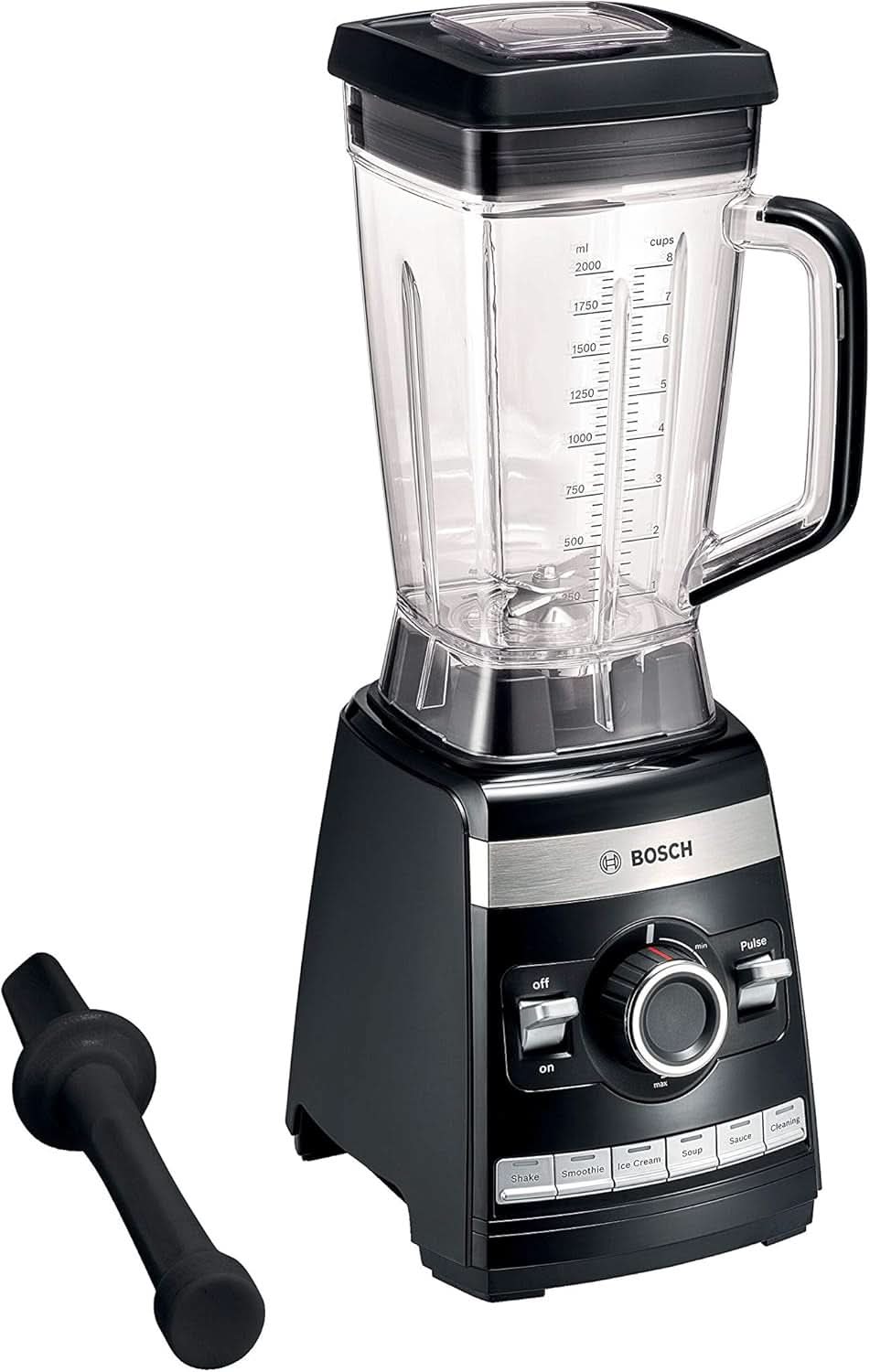 Bosch Standmixer Vitaboost MMBH6P6B, 6-Klingen-Edelstahlmesser, 2.5L Tritan-Mixbehälter, Stopfer, 6 Automatikprogramme, Rezeptbuch, Bpa-Frei, Einfache Reinigung, 45.000 U/Min, 1600 W, Schwarz Mutter und Kind Naty Shop