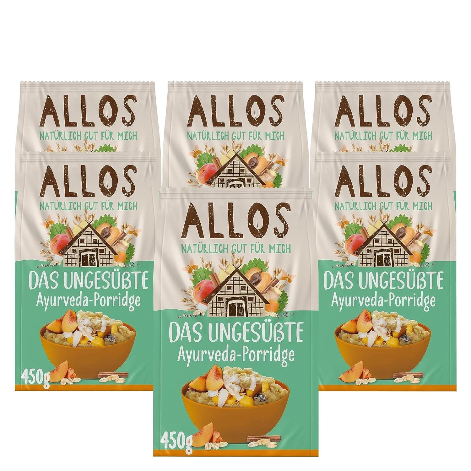 Allos Porridge de smochine și zmeură neîndulcit, Set 6 x 500 grame Cereale Naty Shop Terci Ayurveda