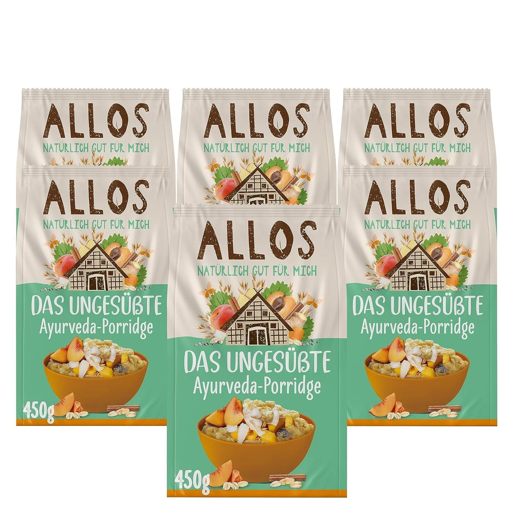 Terci de smochine și zmeură Allos neîndulcit | Terci fără zahăr | Muesli organic | Muesli cu fructe | Fulgi de ovăz | Terci de mic dejun | Cereale pentru micul dejun | Vegan | Pachet de 6 (6 x 500g)