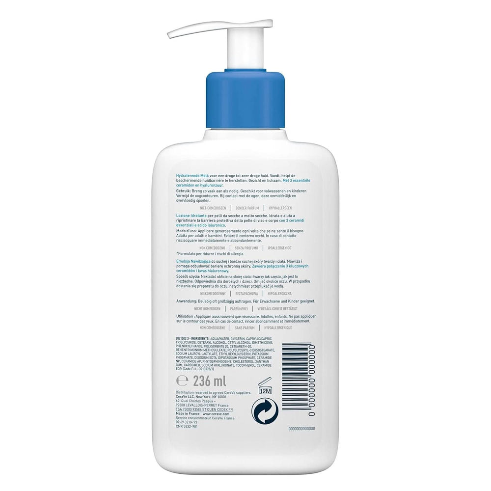 Cerave Körperlotion mit Dosierpumpe, geeignet für Neurodermitis und trockene oder sehr trockene Haut, 236 ml Kosmetik und Schönheit Naty Shop