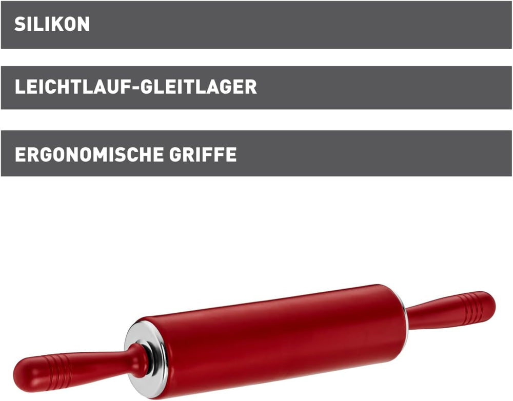 Sucitor din silicon roșu Kaiser Original Kaiserflex 49 x 6,5 cm, sucitor din silicon cu miez metalic, mânere ergonomice, rezistent la căldură până la 200°C, roșu