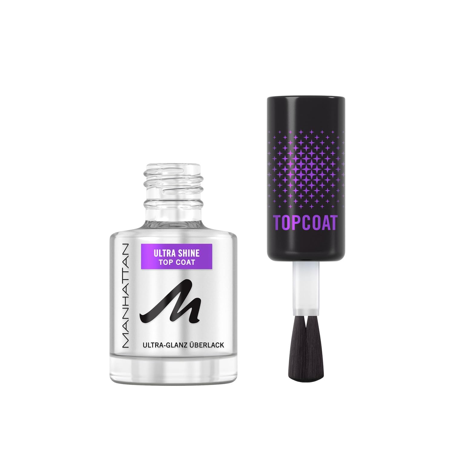 Manhattan Nail Top Coat Ultra Shine, top coat transparent cu finisaj lucios pentru o manichiură de lungă durată, 12 ml