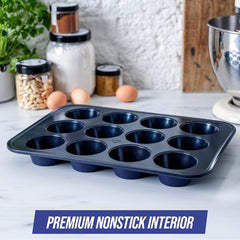 Blue Diamond Bakeware 12Er Muffinform Mit Antihaftbeschichtung, Blau Formen und Backbleche Naty Shop