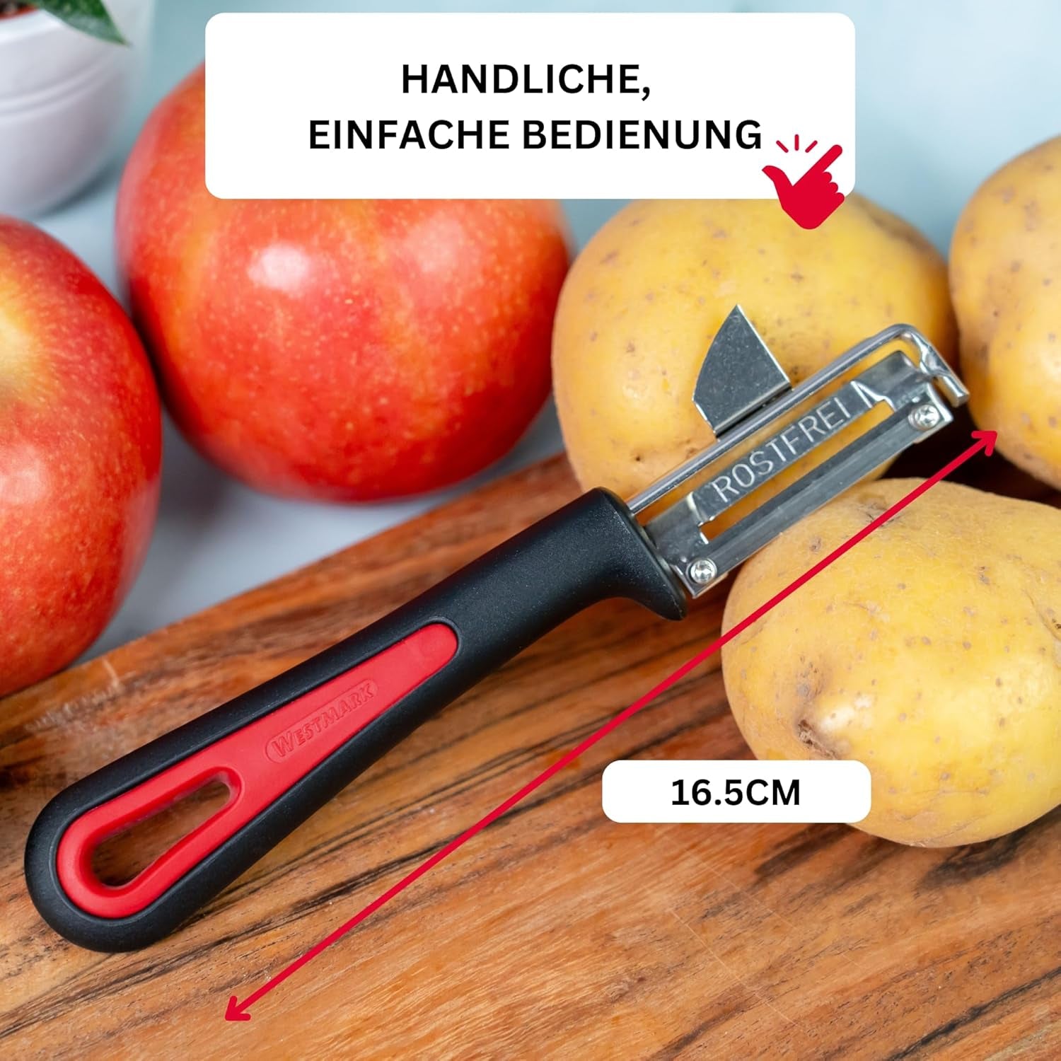 Westmark 29092270 Sparschäler Gallant, Pp/Tpe/Edelstahl, Schwarz / Rot, 16,5 x 3,7 x 2 cm Schäler Naty Shop