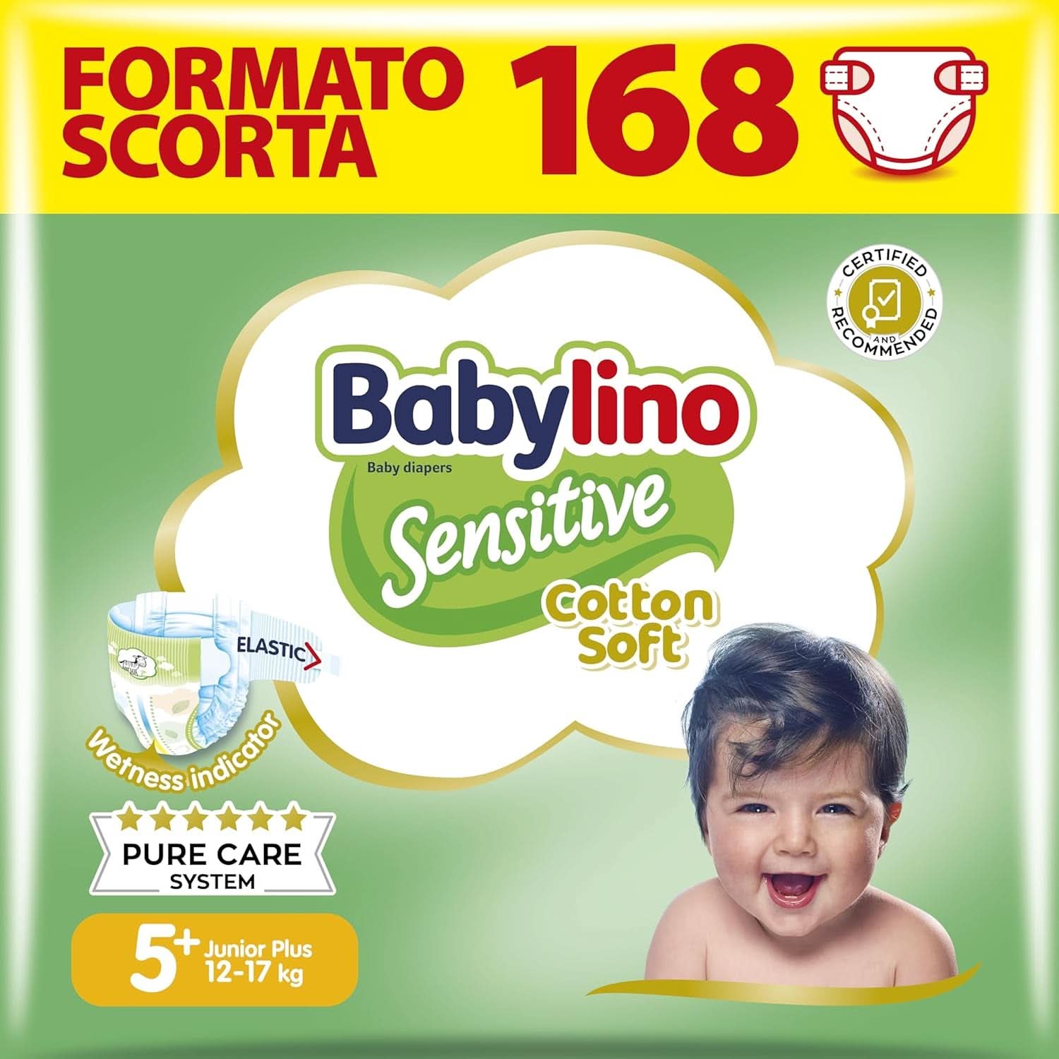 Babylino Sensitive, zarte Windeln für Kinder, verschiedene Größen Mutter und Kind Naty Shop Größe 5+ (168 Stück)